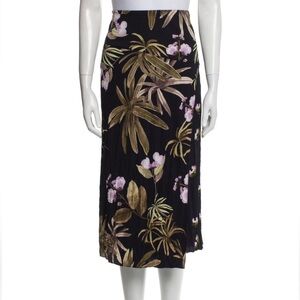 Vince Black and Gold Floral Midi Skirt